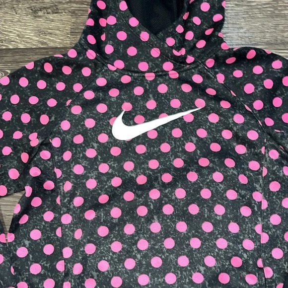 Nike girls black and pink polka-dot hooded sweatshirt size xl - Picture 2 of 5
